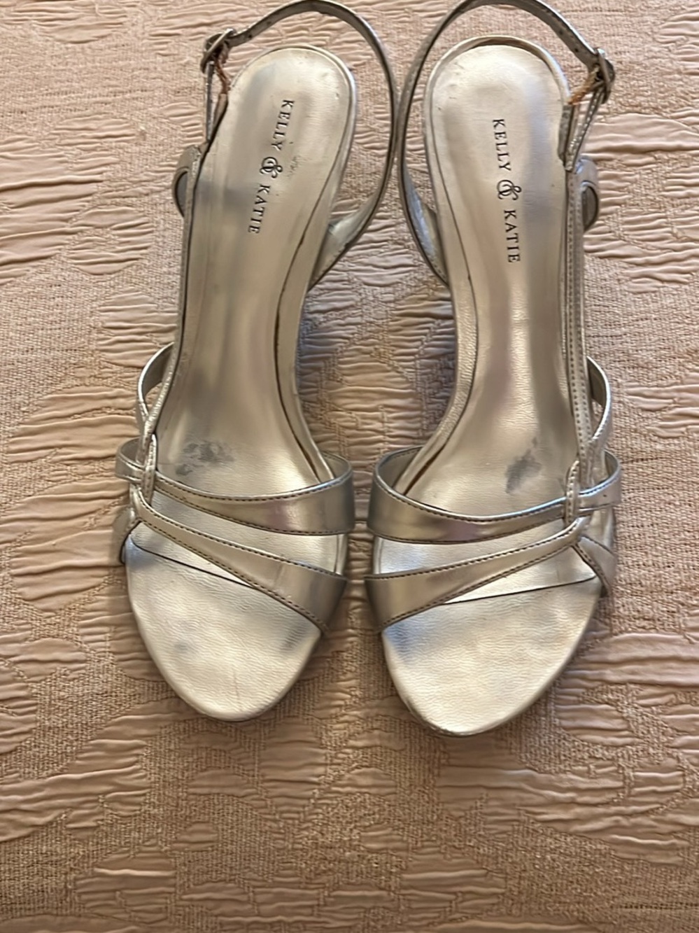 Kelly & Katie Metallic Silver Strappy Slingbacks